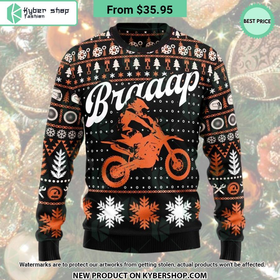 Braaap Motorcycle Christmas Sweater Word2
