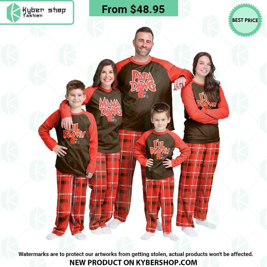 Cleveland Browns Nfl Plaid Family Holiday Pajamas Set Word3