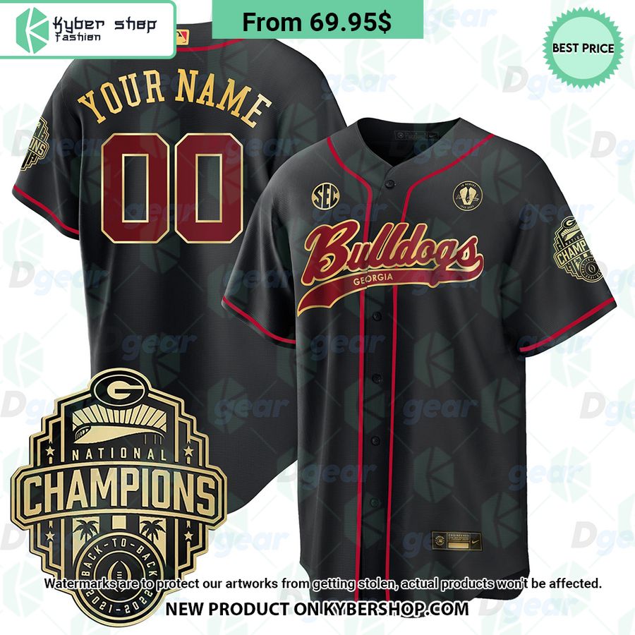 Georgia Bulldogs Back to Back Champions Baseball Jersey 7 Georgia Bulldogs Back to Back Champions Baseball Jersey word3