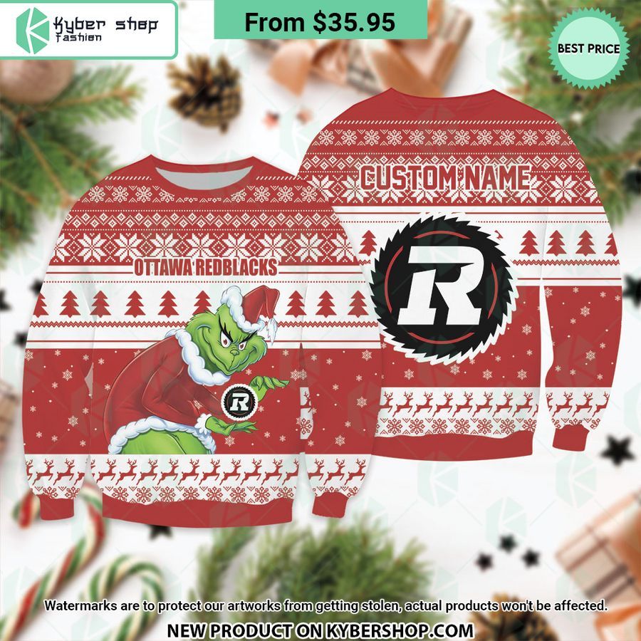 Ottawa Redblacks Custom Grinch Sweater