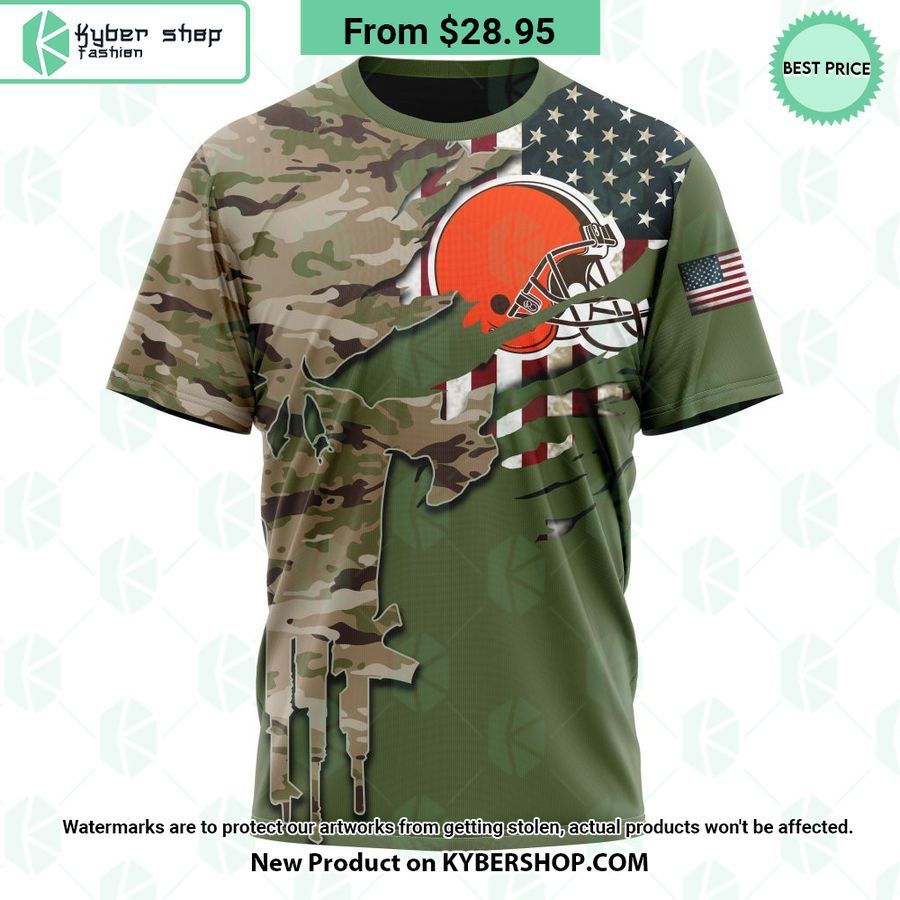 Personalized Cleveland Browns Veterans Day Camo Design Hoodie Word3