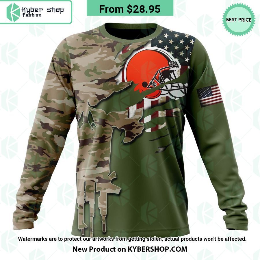 Personalized Cleveland Browns Veterans Day Camo Design Hoodie Word3