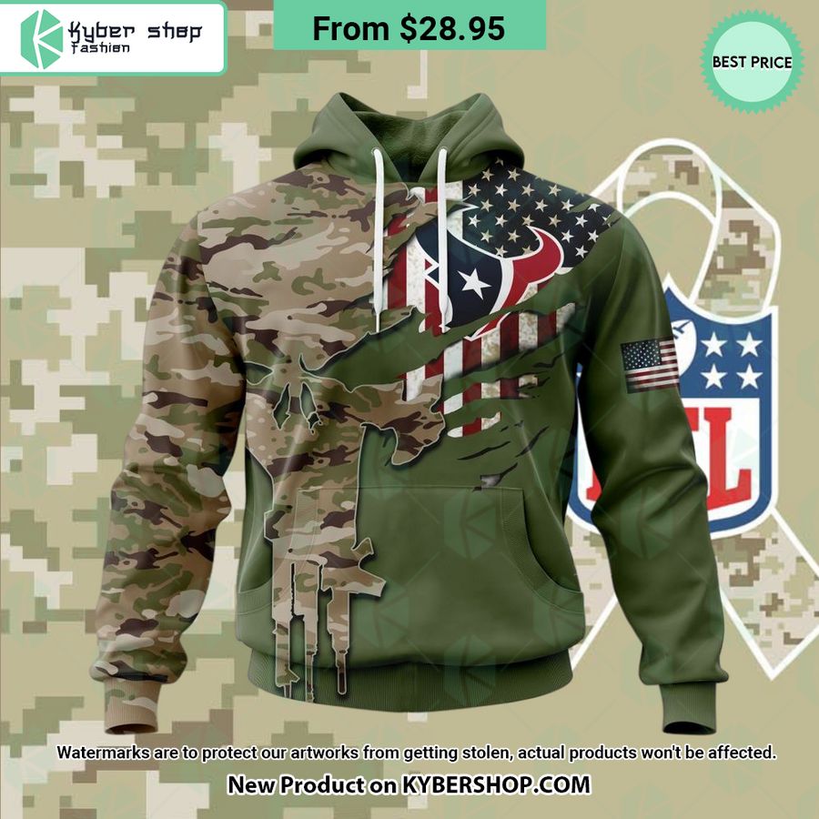 Personalized Houston Texans Veterans Day Camo Design Hoodie Word1