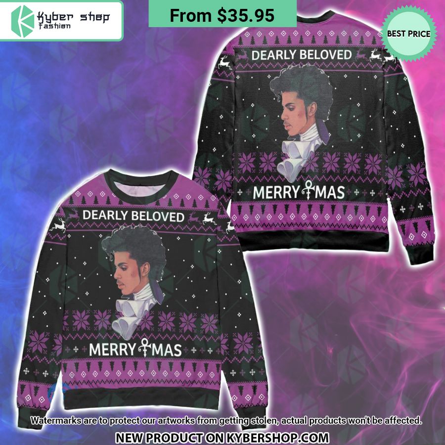 Prince Dearly Beloved Merry Xmas Sweater Word2