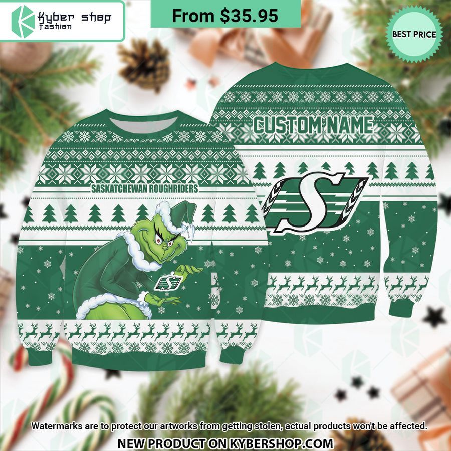 Saskatchewan Roughriders Custom Grinch Sweater