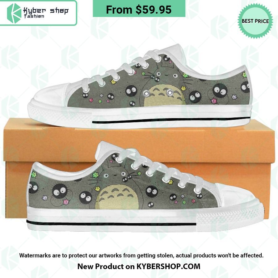 Totoro Soot Sprites Canvas Low Top Shoes Word1