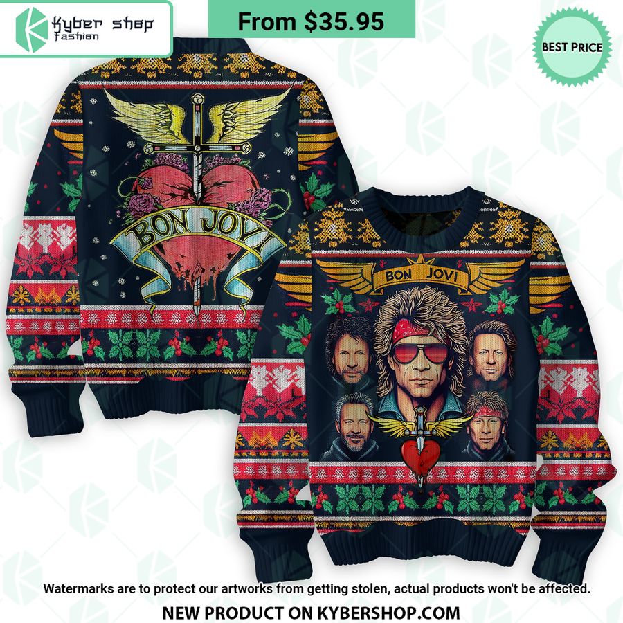 Bon Jovi Christmas Sweater Word2