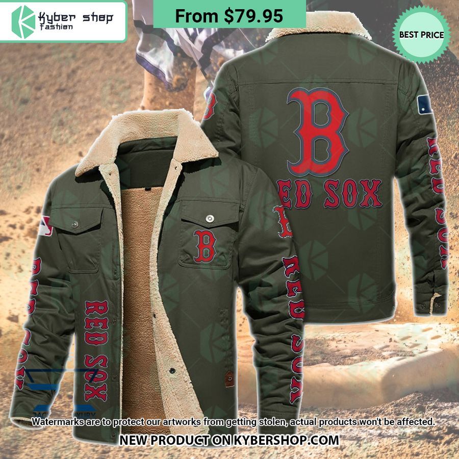 Boston Red Sox Mlb Fleece Leather Jacket Word3