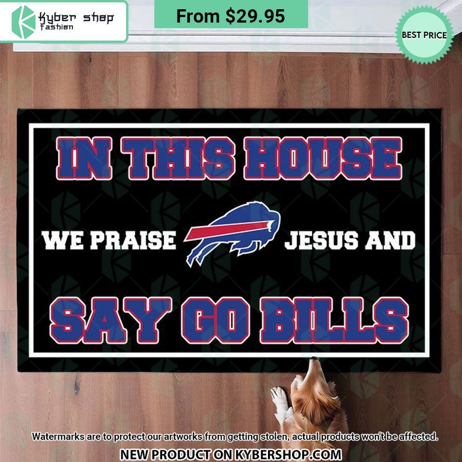 Buffalo Bills In This House We Praise Jesus And Say Go Bills Doormat Word2