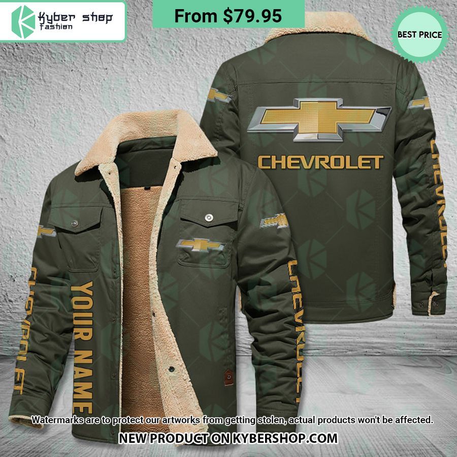 Chevrolet Custom Fleece Leather Jacket Word2