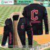 Cleveland Indians Mlb Fleece Leather Jacket Word2