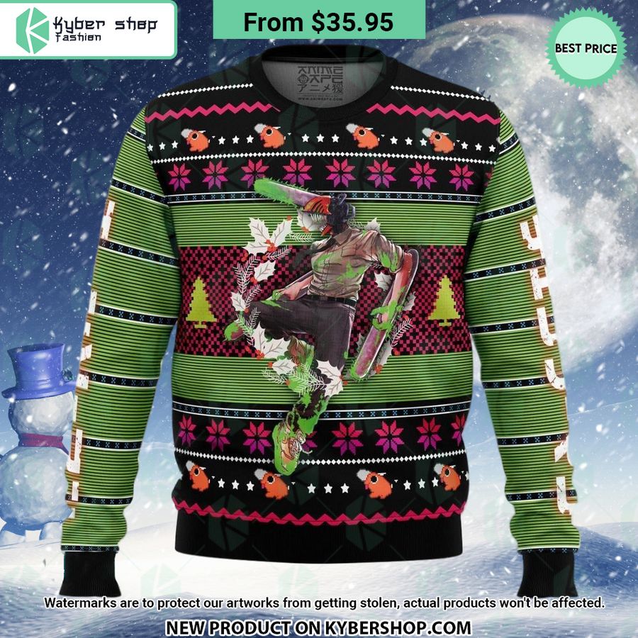 Denji Chainsaw Man Christmas Sweater Word3