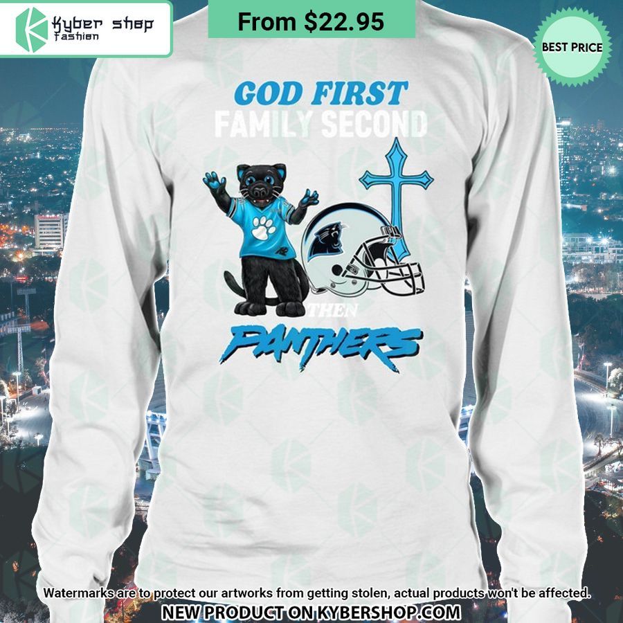 God First Family Second Then Carolina Panthers Shirt Word3