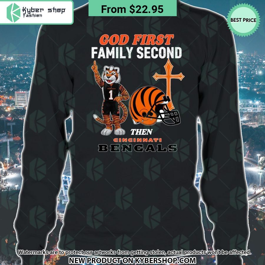 God First Family Second Then Cincinnati Bengals Shirt Word3