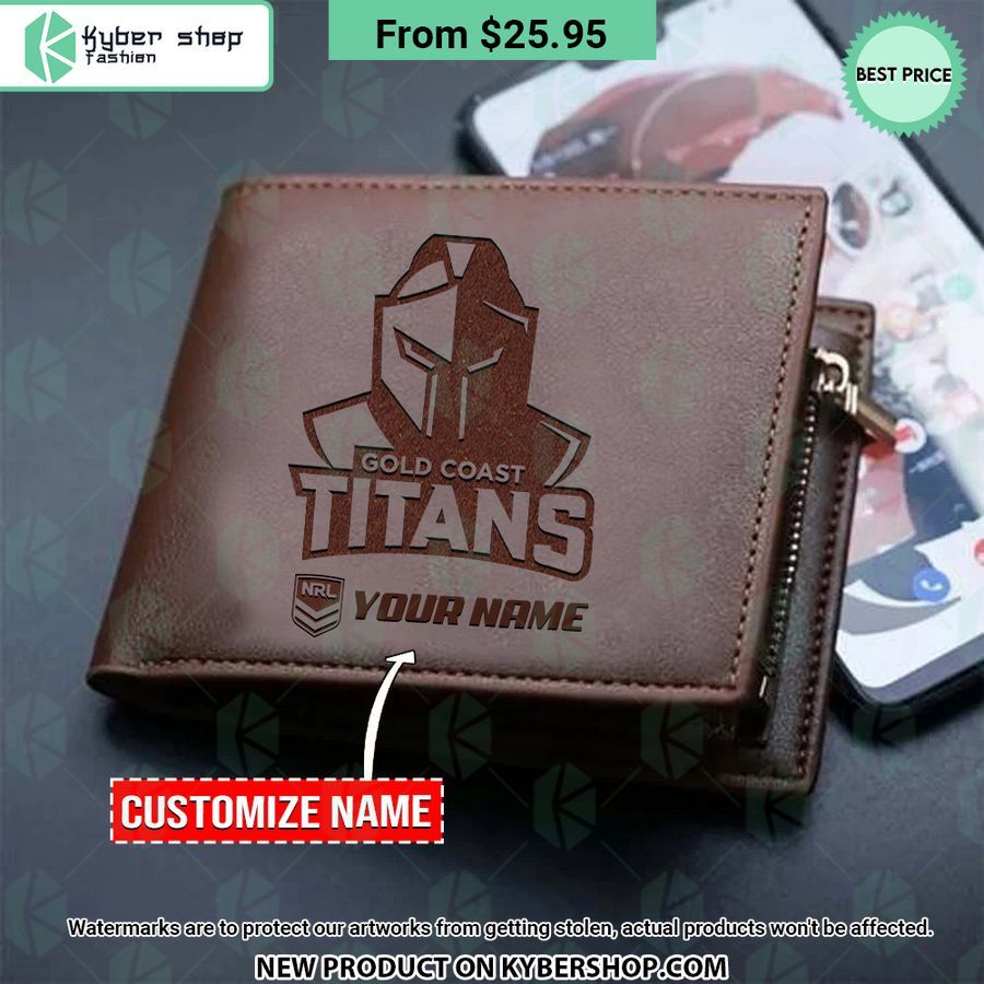 Gold Coast Titans Nrl Leather Wallet Word3