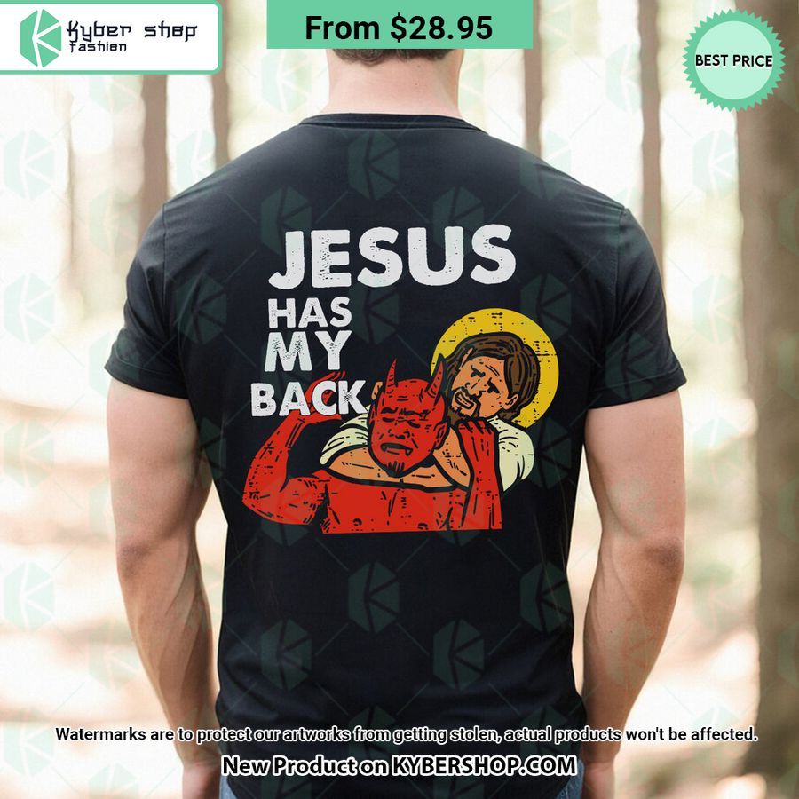 Guardian Angel Jesus Has My Back Shirt Word1
