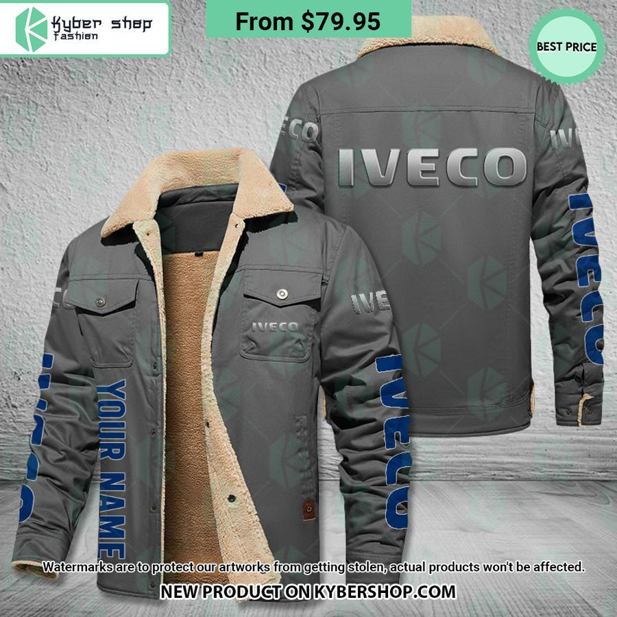Iveco Custom Fleece Leather Jacket Word3