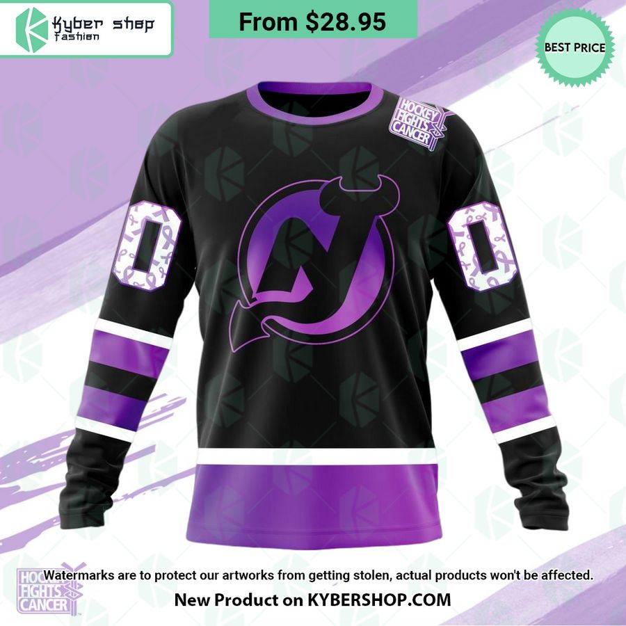 Nhl New Jersey Devils Hockey Fights Cancer Hoodie Word2