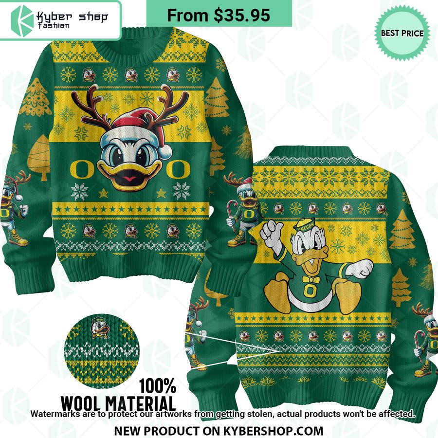 Oregon Ducks Christmas Sweater Word2