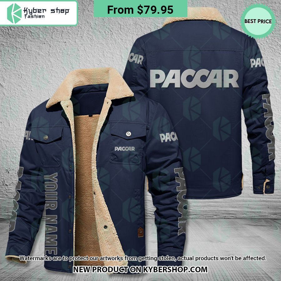 Paccar Custom Fleece Leather Jacket Word1