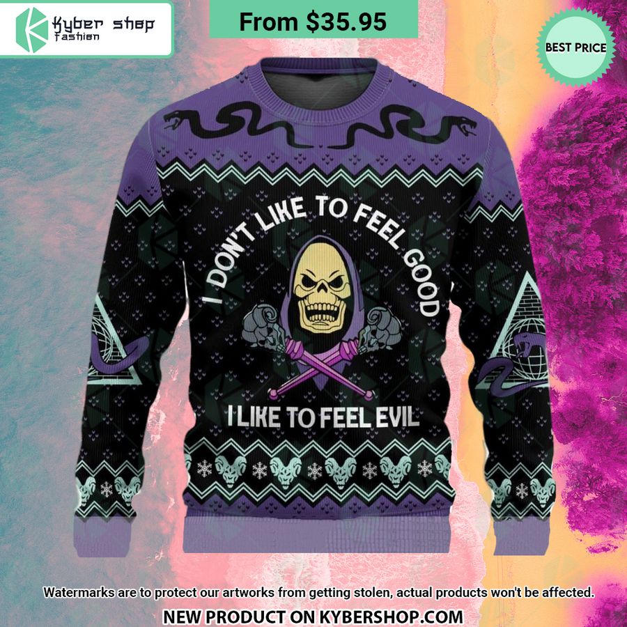 Skeletor He Man I Like To Feel Evil Sweater Word1