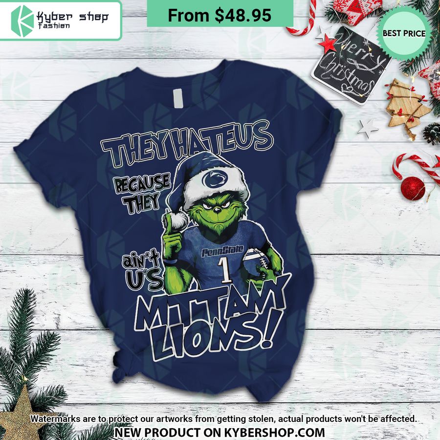 They Hate Us Because They Ain'T Us Penn State Nittany Lions Grinch Pajamas Set Word1