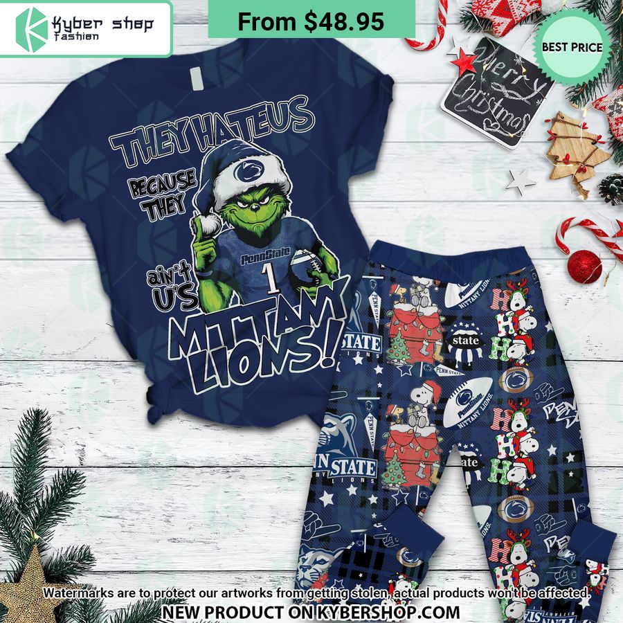 They Hate Us Because They Ain'T Us Penn State Nittany Lions Grinch Pajamas Set Word1